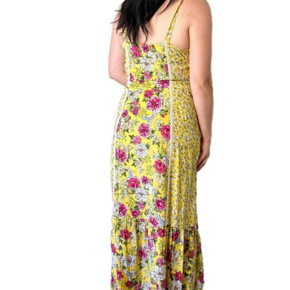Anthropologie FARM Rio Floral Yellow Boho Maxi Dress Size Medium - Picture 3 of 7